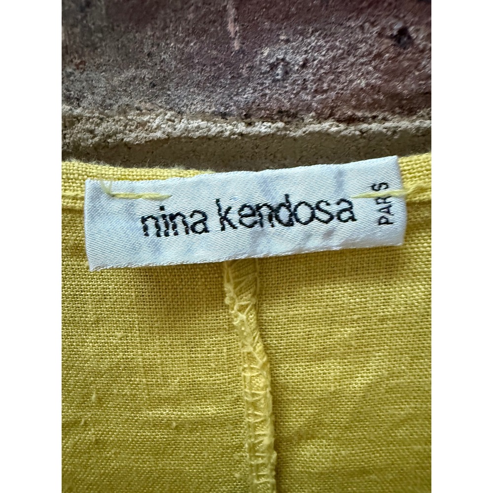 Lagenlook Nina Kendosa Paris Yellow Floral 100% Linen Boxy Top Made in Italy - Picture 8 of 9